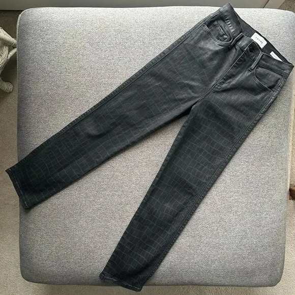 FRAME DENIM Le Sylvie Slender Jeans Noir Croc Coated Size 26 - Picture 1 of 5